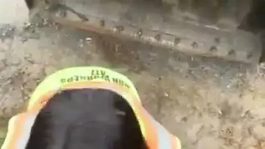 Construction Worker Getting Sucked by Engineering Student at Work Site Publicly