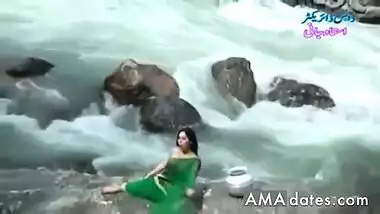 Desi girl in transparent wet saree showing boobs..hot show