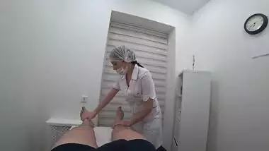 Foot massage ended with a hot blowjob from a cute nurse