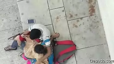 indian couple outdoor blowjob on steps