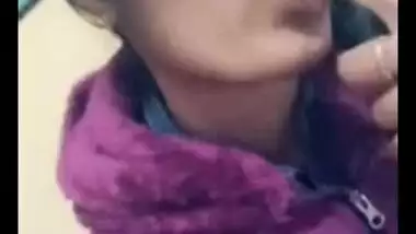 Indian shows fans how horny she is sucking finger and exposing ass