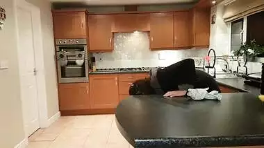 Indian Wife Gets Hard Fuck Pounding On Kitchen Counter With Cum On Tits