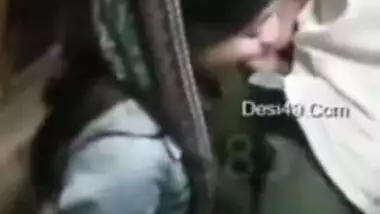 Clothed Desi girl kneels to suck boyfriend's meaty XXX sausage