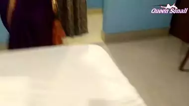 First Time Queen Sonali Has Painful Sex In Blue Saree, cum on boobs