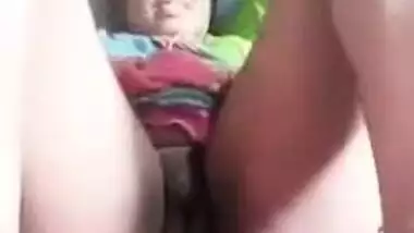 Lewd Dehati wife displaying her bare muff on live clip call