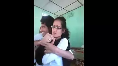 college student empty class hard kiss