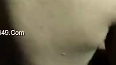 Cute Desi girl brandishes lovely XXX tits in close-up making man touch