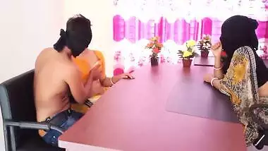 Two Indian Girls And A Men Are Fucking Inside Their Office